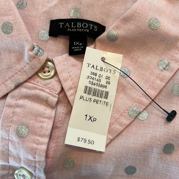 🎉Host Pick🎉Talbots Plus Petite Women’s Pink & Silver Polka Dot Shirt Size 1XP - Picture 12 of 12
